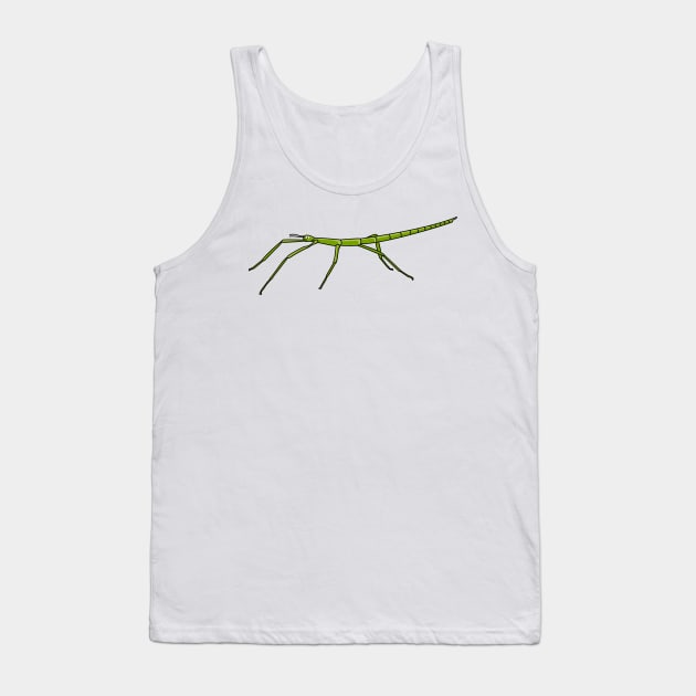 Cute green stick insects with happy faces cartoon Tank Top by Cartoons of fun